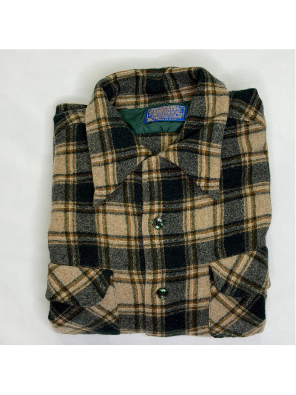 Vintage 1950s 1960s Pendleton Wool Plaid Shirt Mid-Century USA Shrunk XL